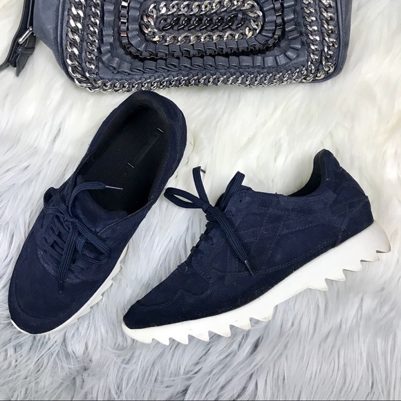 Zara Shoes - ZARA SNEAKERS NAVY BLUE SUEDE WHITE SOLE SIZE 41